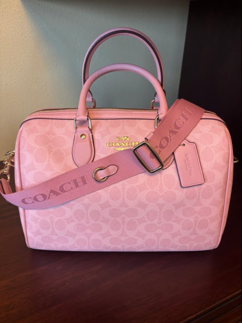 Coach Powder Pink Rowan Large and Zip Card Case